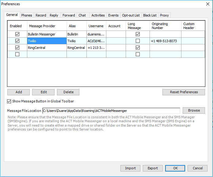 Multiple Message Account supported with Multiple Message Providers