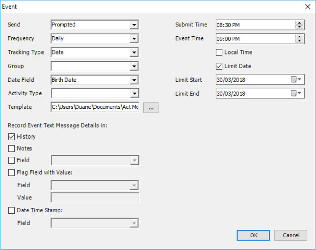 Event Messaging offers a wide range of options to generate your text messages automatically 